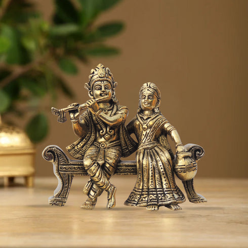 Brass Radha Krishna God Idol Statue 1.4Kg